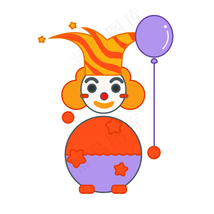 愚人节可爱小丑插画,免抠元素