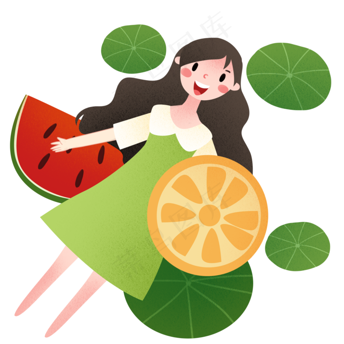 立夏西瓜柠檬插画