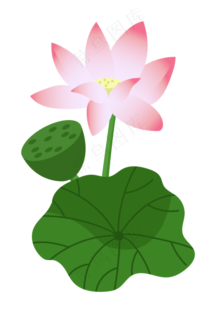 黄色花蕊粉色荷花(2480X3507(DPI:300))ai矢量模版下载