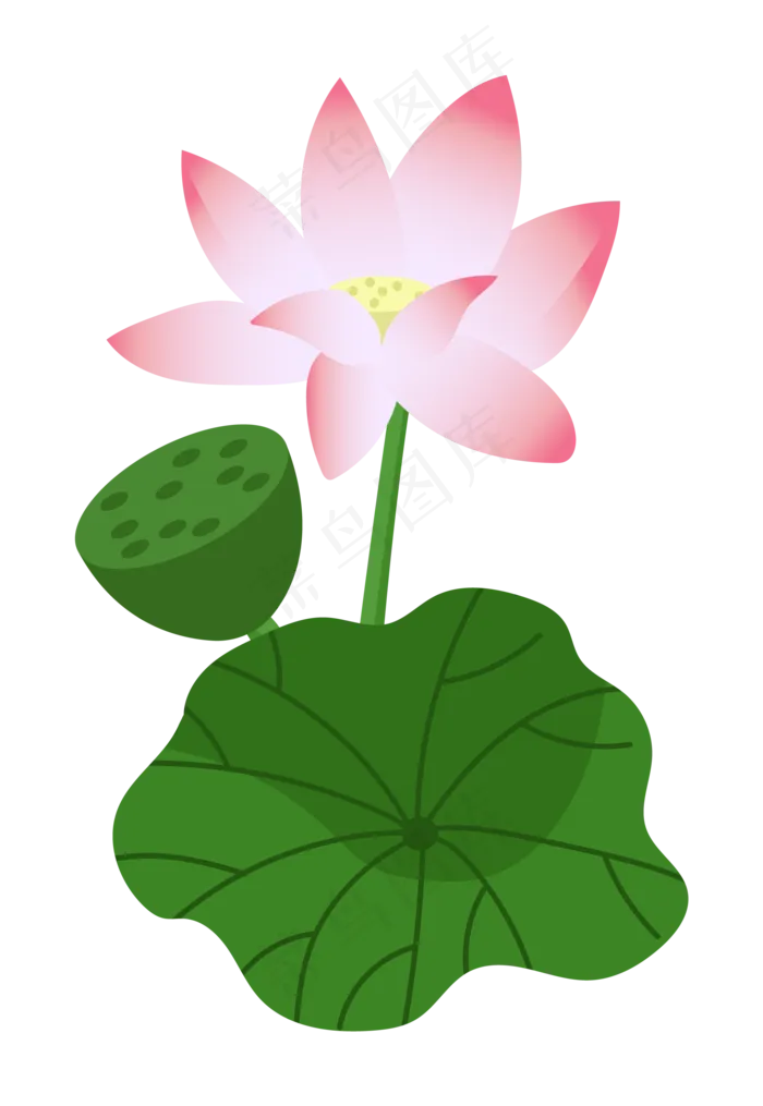 黄色花蕊粉色荷花(2480X3507(DPI:300))ai矢量模版下载