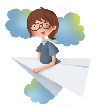 天空上的纸飞机和儿童