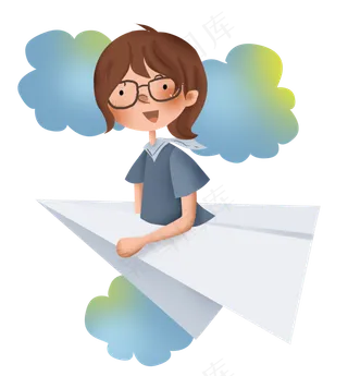 天空上的纸飞机和儿童