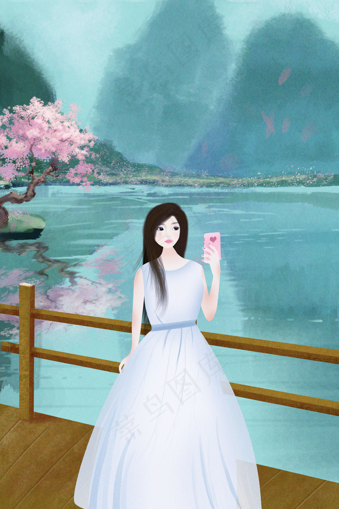 清明小长假旅游踏青山水画(3545X5315(DPI:300))psd模版下载