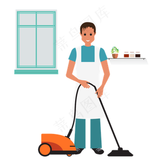 搞卫生的男人矢量素材