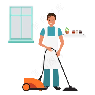 搞卫生的男人矢量素材