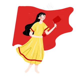 女生庆祝八一建军节psd素材