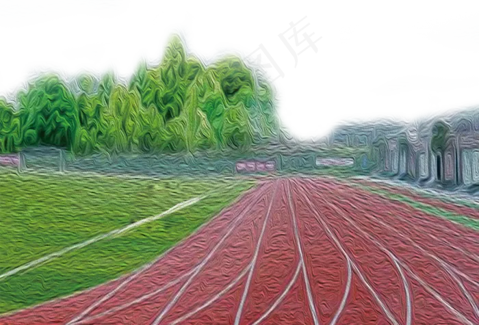 毕业季水彩红色沥青跑道操场psd模版下载