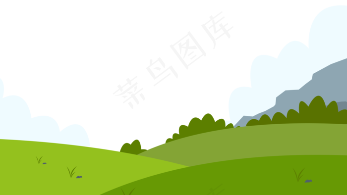 云朵与草地装饰边框,免抠元素(1778*1000px)psd模版下载