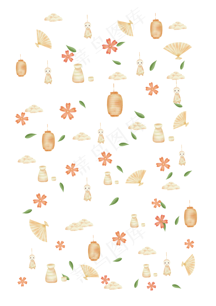 手绘水彩和风底纹(2480X3508(DPI:299))psd模版下载