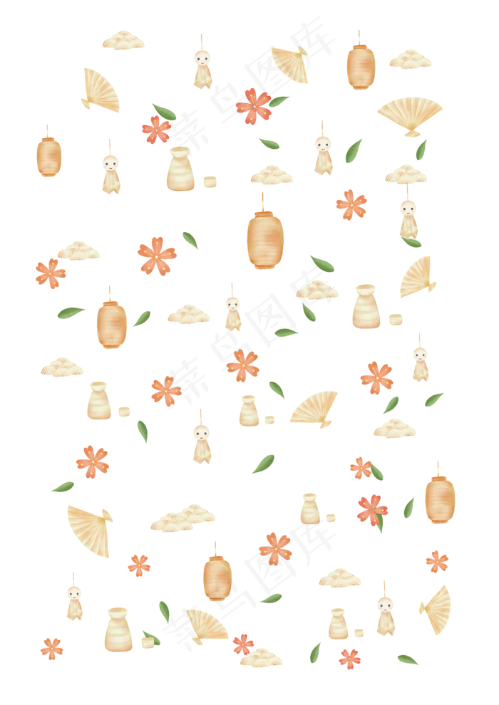 手绘水彩和风底纹(2480X3508(DPI:299))psd模版下载