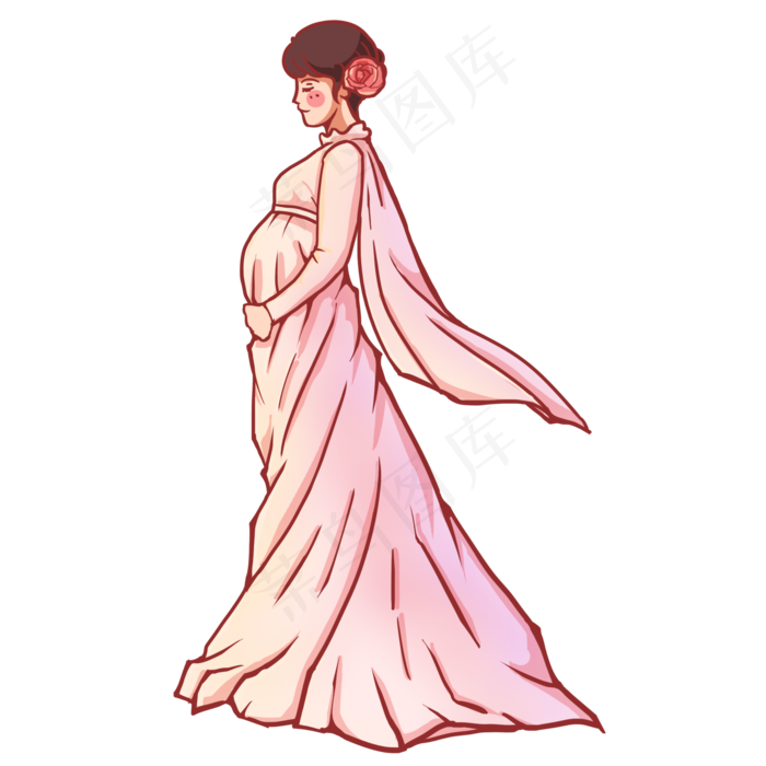 母亲穿婚纱孕妇