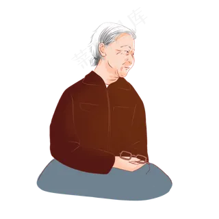 母亲节朴素白发拿眼镜的老妈妈