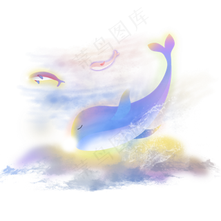 梦幻动物梦幻鲸鱼,免抠元素