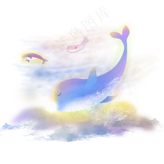 梦幻动物梦幻鲸鱼,免抠元素 梦幻动物梦幻鲸鱼,免抠元素