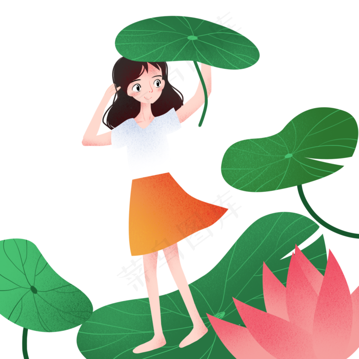 立夏女孩荷叶
