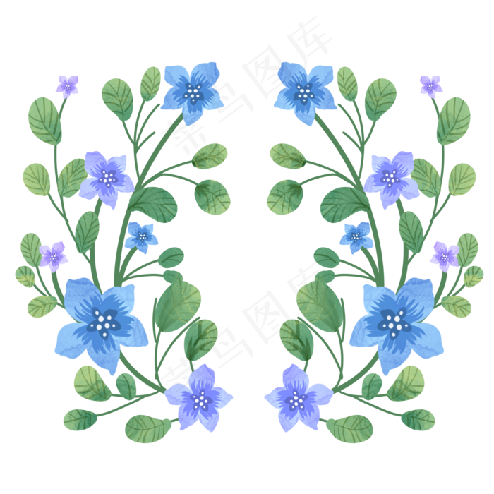 小清新蓝色小花花环(2048X2048(DPI:132))psd模版下载
