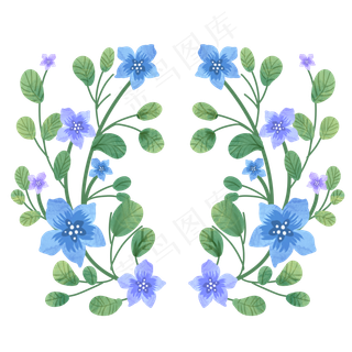 小清新蓝色小花花环