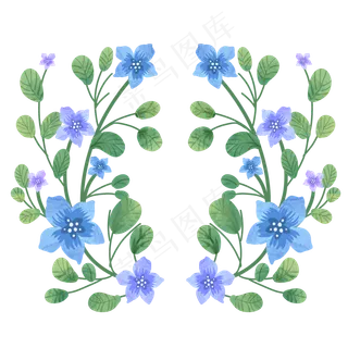 小清新蓝色小花花环
