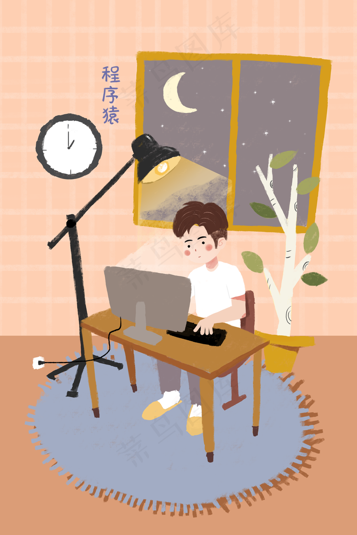 原创人物职场工作手绘插画