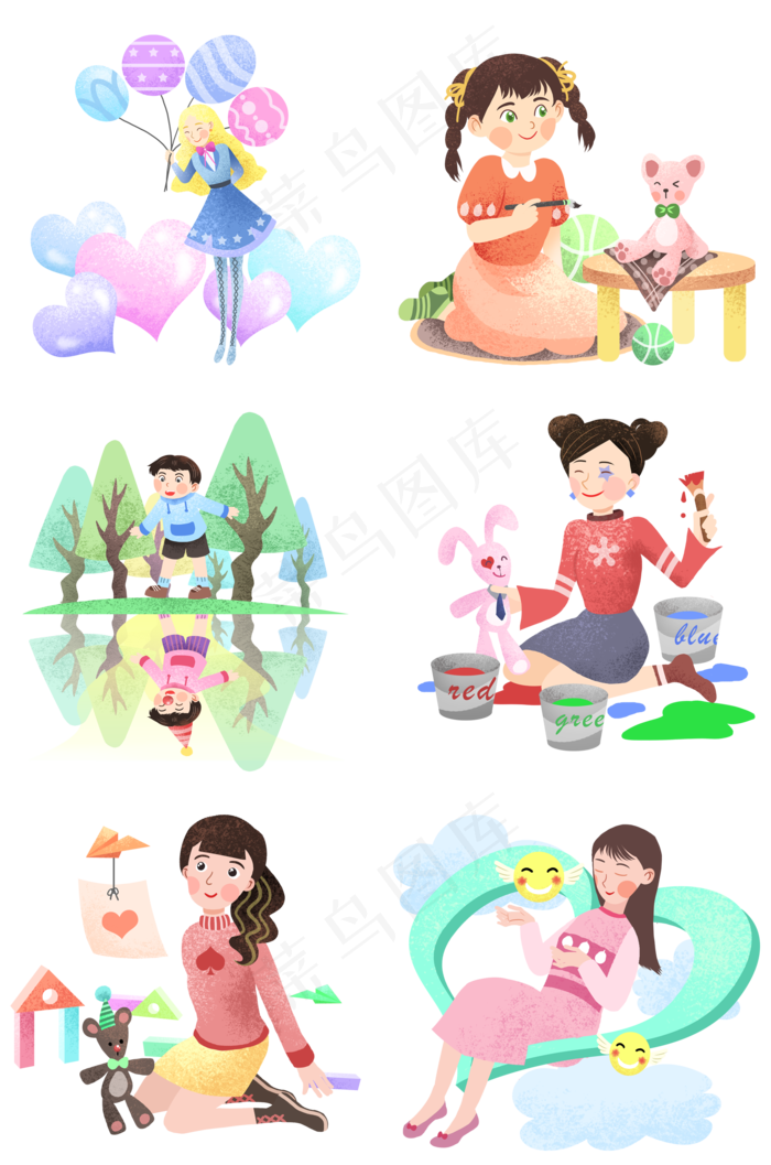 愚人节快乐套图插画,免抠元素