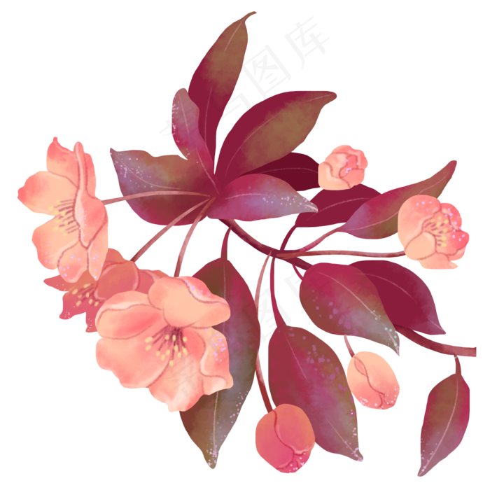 古风花花开海棠花(2000X2000(DPI:300))psd模版下载
