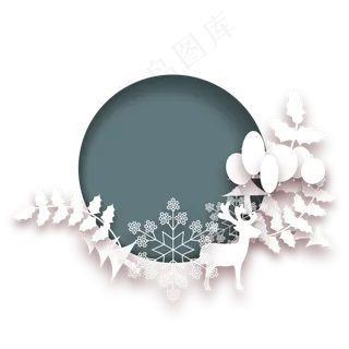 圣诞节贺卡立体剪纸装饰,免抠元素