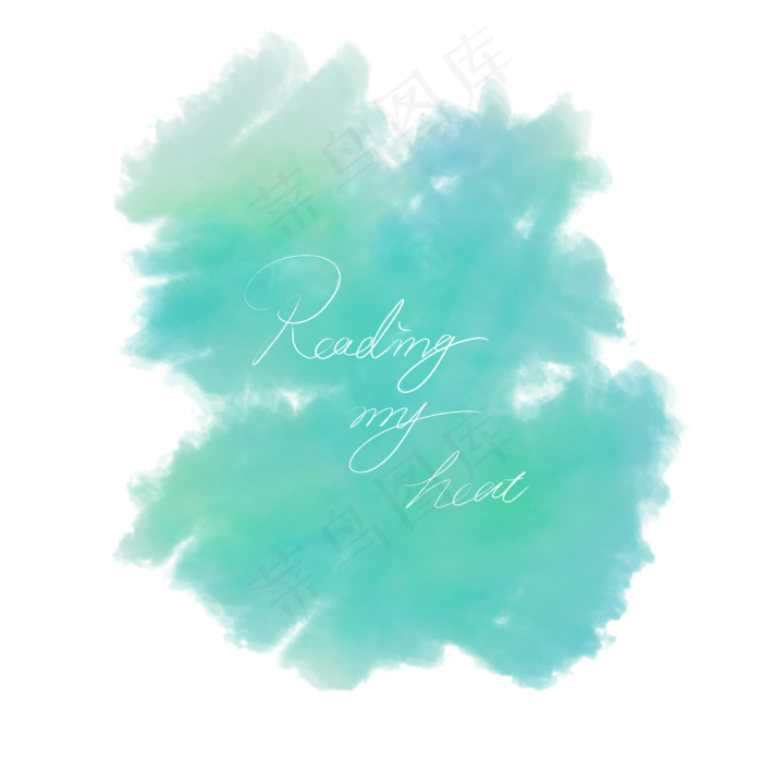 蓝色水彩墨迹插画