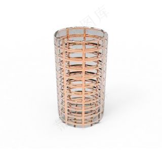 c4d花瓶摆件玫瑰金