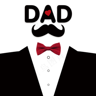 父亲节装饰图案手绘帽子领带