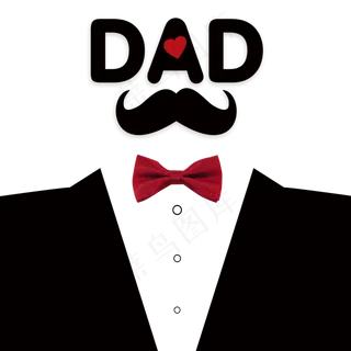 父亲节装饰图案手绘帽子领带