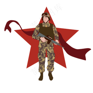 简约扁平卡通建军节陆军战士人物