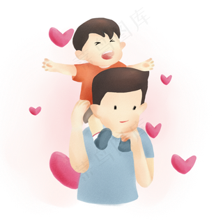 卡通创意温馨父子情
