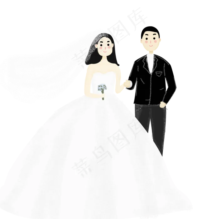 手绘卡通夫妻装饰素材(2000X2000(DPI:300))psd模版下载