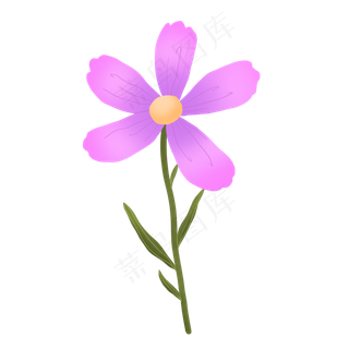 浅紫色小浪漫卡通花