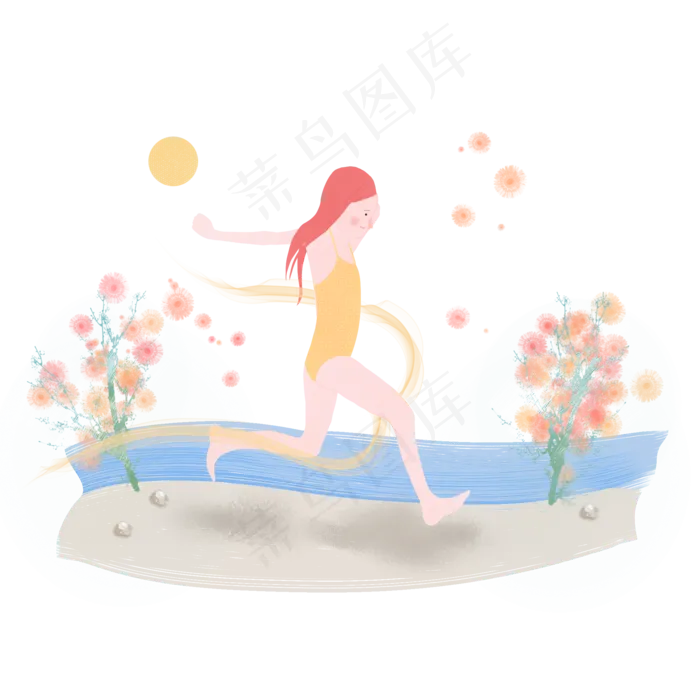清明节在海边游玩的小女孩