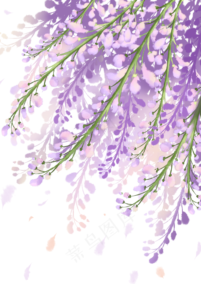 夏天紫色花朵水彩风景(2480X3507(DPI:300))psd模版下载