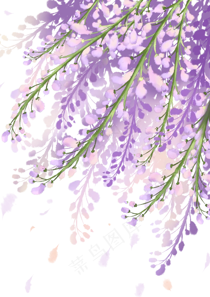 夏天紫色花朵水彩风景(2480X3507(DPI:300))psd模版下载
