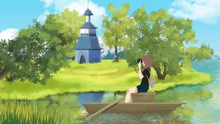 五一劳动节女孩划船拍照