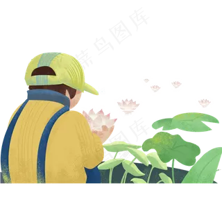 彩色创意手捧花朵元素