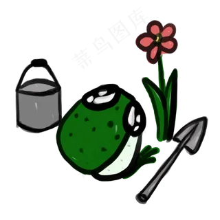 中国风卡通手绘青蛙PNG素材