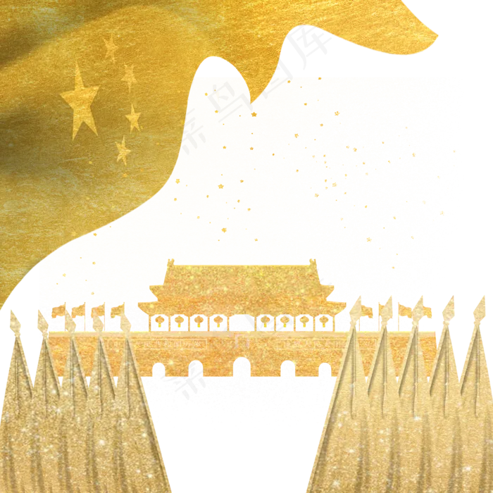 华丽金粉*红旗装饰(2000*2000px 300 dpi )psd模版下载