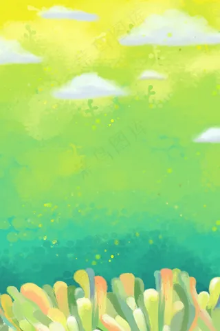 惊蛰绿色手绘psd分层banner