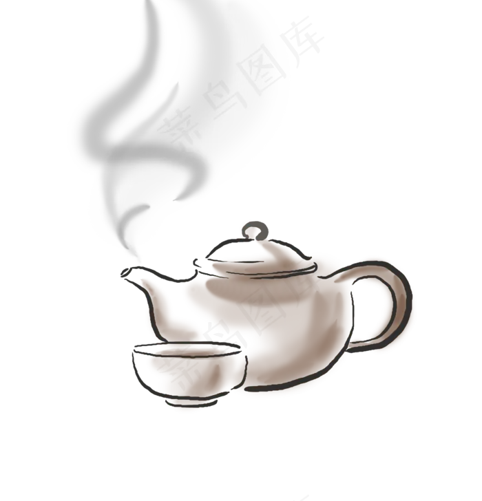 手绘古风茶饮,免抠元素
