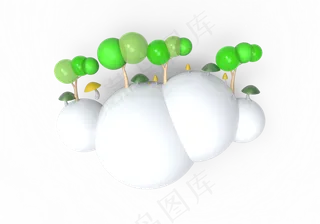 植树节气泡漂浮树