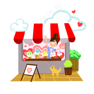 夏天冰淇淋甜品店