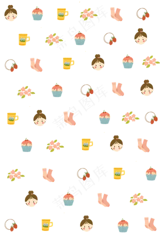 女孩印花底纹装饰图,免抠元素