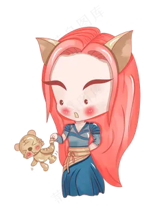 妇女节生肖妈妈卡通人物粉蓝色png,免抠元素