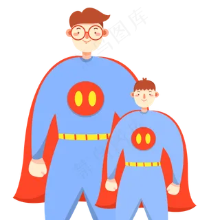 父亲节超人爸爸儿子