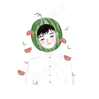 520情侣头像清凉西瓜头套男孩