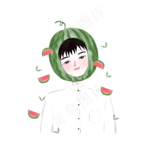 520情侣头像清凉西瓜头套男孩